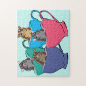 Suikerzweefvliegtuigen in Tea Cups Cute Animal Ill Legpuzzel (Verticaal)