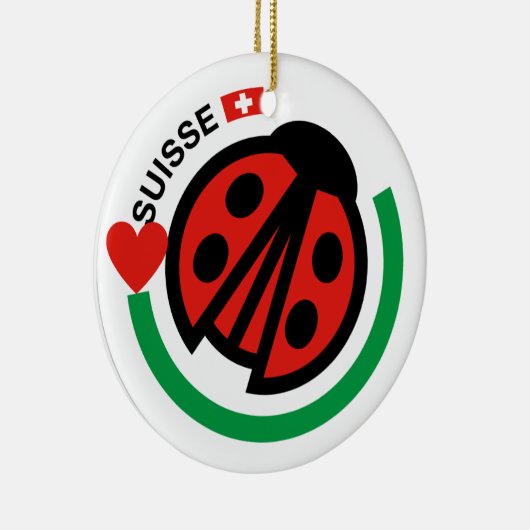 Suisse Lady Bug met Zwitserse vlag Keramisch Ornament (Rechts)
