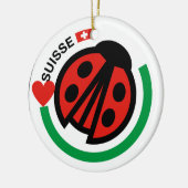 Suisse Lady Bug met Zwitserse vlag Keramisch Ornament (Links)