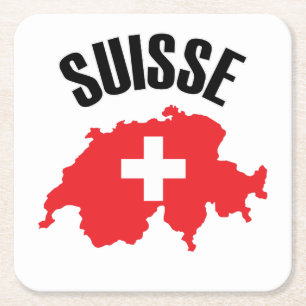 Suisse Zwitserland Map Flag Kartonnen Onderzetters