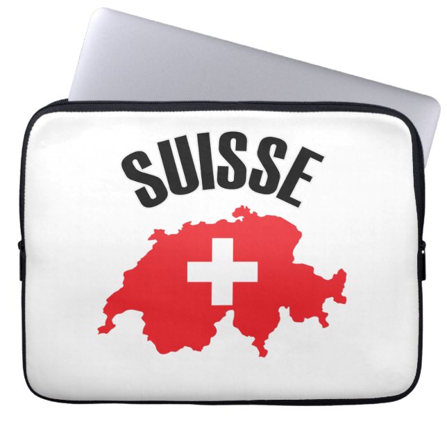 Suisse Zwitserland Map Flag Laptop Sleeve (Voorkant)