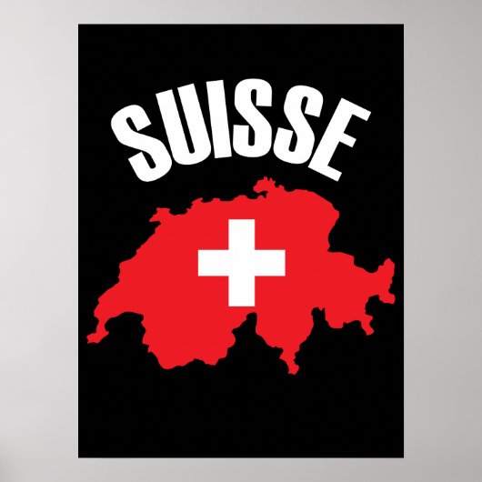 Suisse Zwitserland Map Flag Poster (Voorkant)