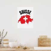 Suisse Zwitserland Map Flag Poster (Keuken)