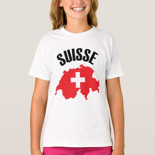 Suisse Zwitserland Map Flag T-shirt (Voorkant)
