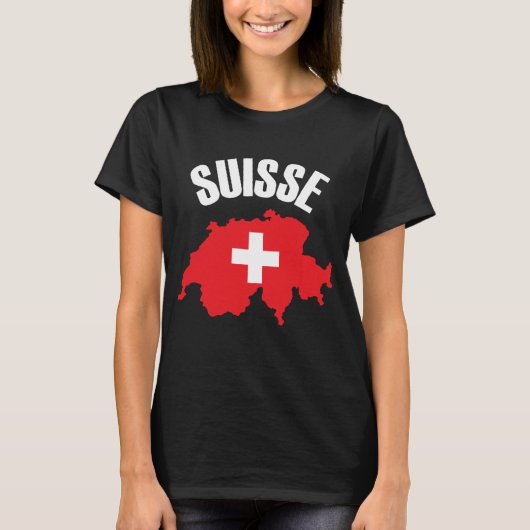 Suisse Zwitserland Map Flag T-shirt (Voorkant)
