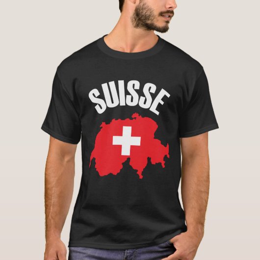 Suisse Zwitserland Map Flag T-shirt (Voorkant)