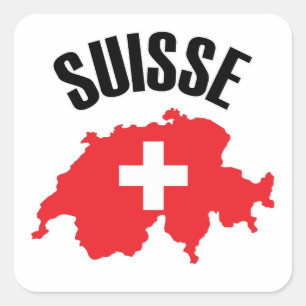 Suisse Zwitserland Map Flag Vierkante Sticker