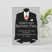 Suit- en Rainbow Stropdas Gay Bachelor Party Kaart (Staand voorkant)