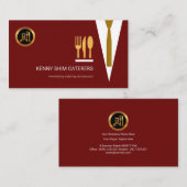 Suit Gold Cutlery Caterer van Bright Red Waiter Visitekaartje (Voorkant / Achterkant)