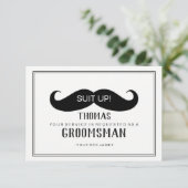 Suit omhoog Groomsman Kaart - Stache (Staand voorkant)