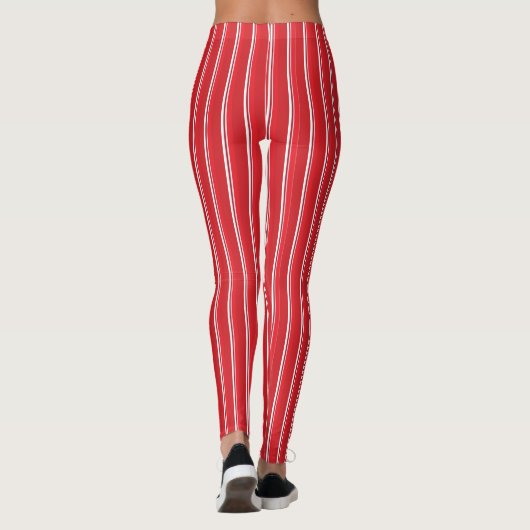 Suit Style Red en White Striped Leggings (Achterkant)