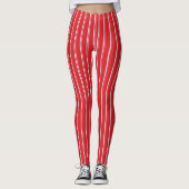 Suit Style Red en White Striped Leggings (Voorkant)