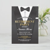 Suit Tuxedo Retirement Party Bowtie Uitnodiging (Staand voorkant)