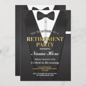 Suit Tuxedo Retirement Party Bowtie Uitnodiging (Voorkant / Achterkant)