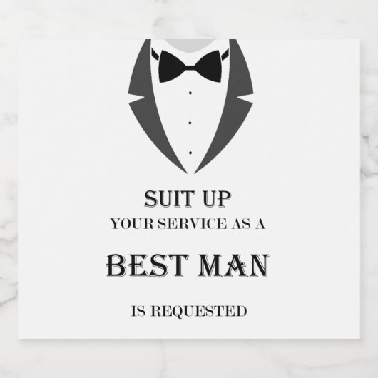 Suit Up Be My Best Man Bierlabel Bier Etiket (Enkel label)