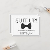 Suit Up Be My Best Man Kaart (Voorkant / Achterkant in situ)