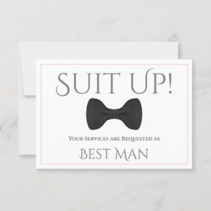 Suit Up Be My Best Man Zwart Stropdas met Roze Kaart