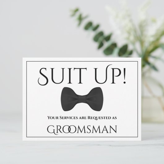 Suit Up Be My Groomsman Kaart (Staand voorkant)