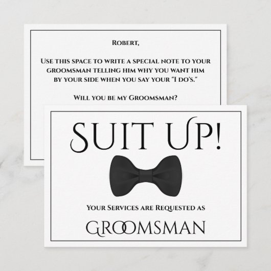 Suit Up Be My Groomsman Kaart (Voorkant / Achterkant)