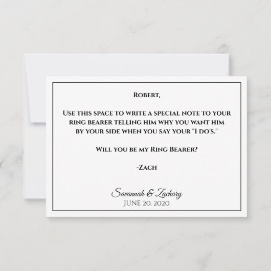 Suit Up Be My Ring Bearer Kaart (Achterkant)