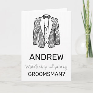 Suit Up Groomsman Best Man Wedding Party Asking Kaart