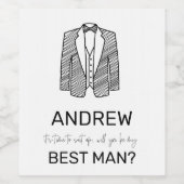 Suit Up Groomsman Best Man Wedding Party Asking Wijn Etiket (Enkel label)