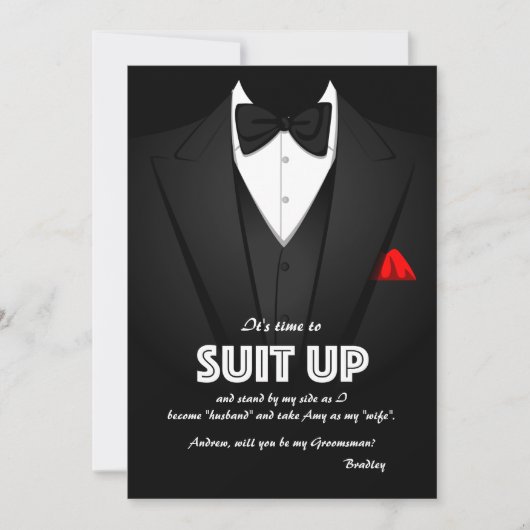 Suit Up Groomsman Request Kaart (Voorkant)