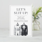 Suit Up Groomsman Usher Beste Man Tuxedo Uitnodigi Kaart (Staand voorkant)