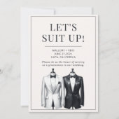 Suit Up Groomsman Usher Beste Man Tuxedo Uitnodigi Kaart (Voorkant)