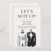 Suit Up Groomsman Usher Beste Man Tuxedo Uitnodigi Kaart (Voorkant / Achterkant)