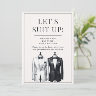 Suit Up Groomsman Usher Beste Man Tuxedo Uitnodigi Kaart