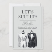 Suit Up Groomsman Usher Beste Man Tuxedo Uitnodigi Kaart (Voorkant)