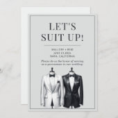 Suit Up Groomsman Usher Beste Man Tuxedo Uitnodigi Kaart (Voorkant / Achterkant)