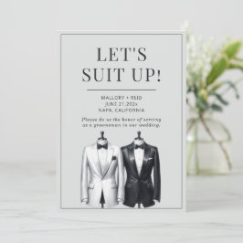Suit Up Groomsman Usher Beste Man Tuxedo Uitnodigi Kaart