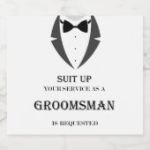 Suit up, jij wordt mijn groomsman bierlabel bier etiket (Enkel label)