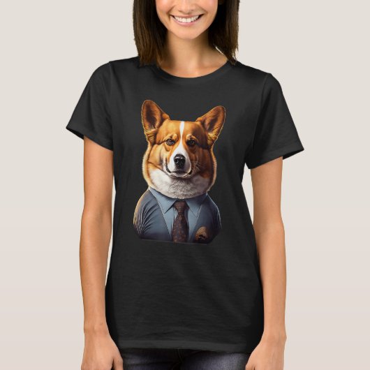 Suit Up with Corgi Pembroke Welsh Corgi Manager T-shirt (Voorkant)