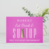 Suit-up Zal je mijn groomsman Uitnodiging zijn? (Staand voorkant)