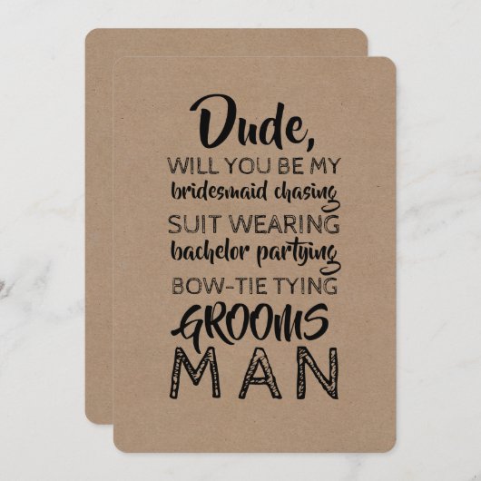 Suit Wearing Groomsman Funny proposal Kaart (Voorkant / Achterkant)