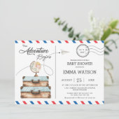  Suitcase Baby shower Boy New Adventure Kaart (Staand voorkant)