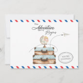 Suitcase Baby shower Boy New Adventure Kaart (Achterkant)