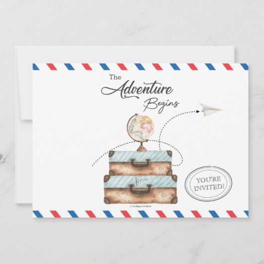  Suitcase Baby shower Boy New Adventure Kaart (Achterkant)