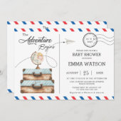  Suitcase Baby shower Boy New Adventure Kaart (Voorkant / Achterkant)