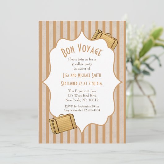  Suitcase Bon Voyage Goodbye Party Kaart (Staand voorkant)