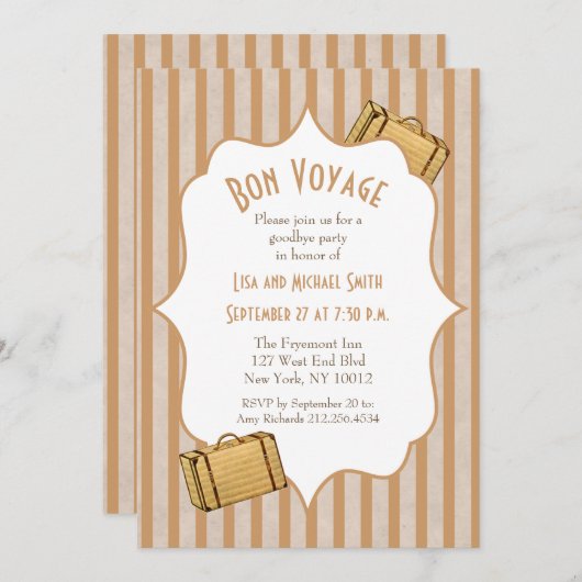  Suitcase Bon Voyage Goodbye Party Kaart (Voorkant / Achterkant)