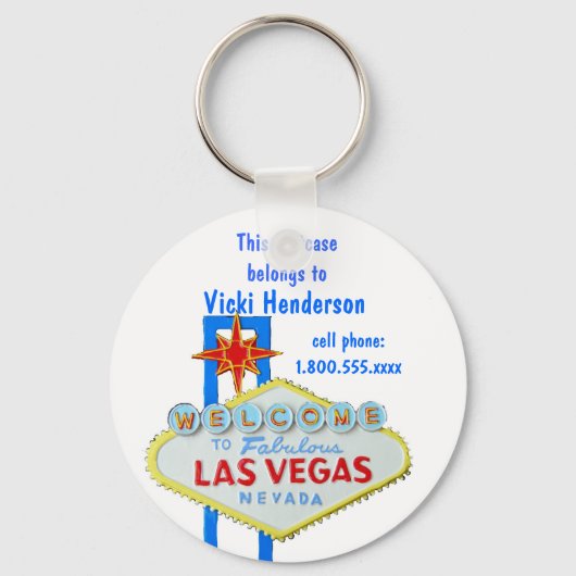 Suitcase Label Las Vegas Sign. Sleutelhanger (Voorkant)