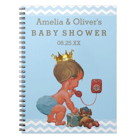 Suitcase Prince on Phone Baby shower Guest Book Notitieboek (Voorkant)