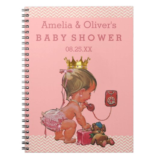 Suitcase prinses op het Baby shower Guest Book Notitieboek (Voorkant)