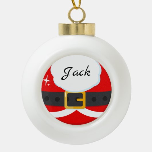 Suite kerstman met naam keramische bal ornament (Voorkant)