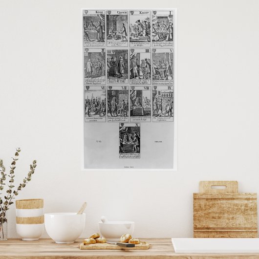 Suite of Hearts die het 'Popish Plot' illustreert Poster (Keuken)
