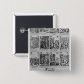 Suite of Hearts die het 'Popish Plot' illustreert Vierkante Button 5,1 Cm (Voorkant /achterkant)